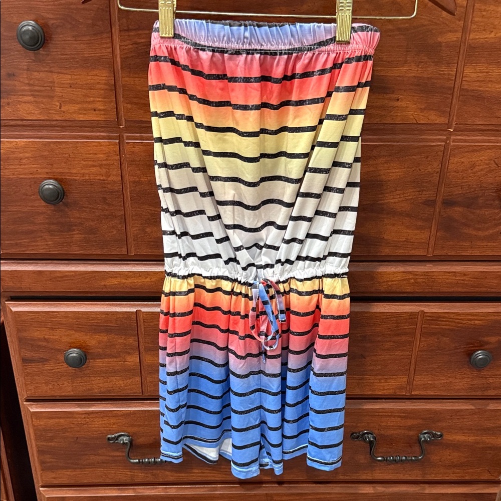 Striped Multicolor Women's Strapless Romper